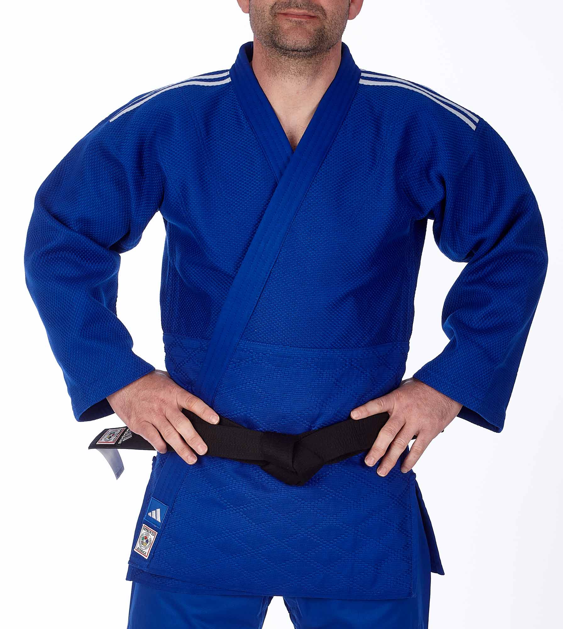 adidas Judojacke CHAMPION III IJF - Model 1 JIJFB-JAC blau / weiße Streifen