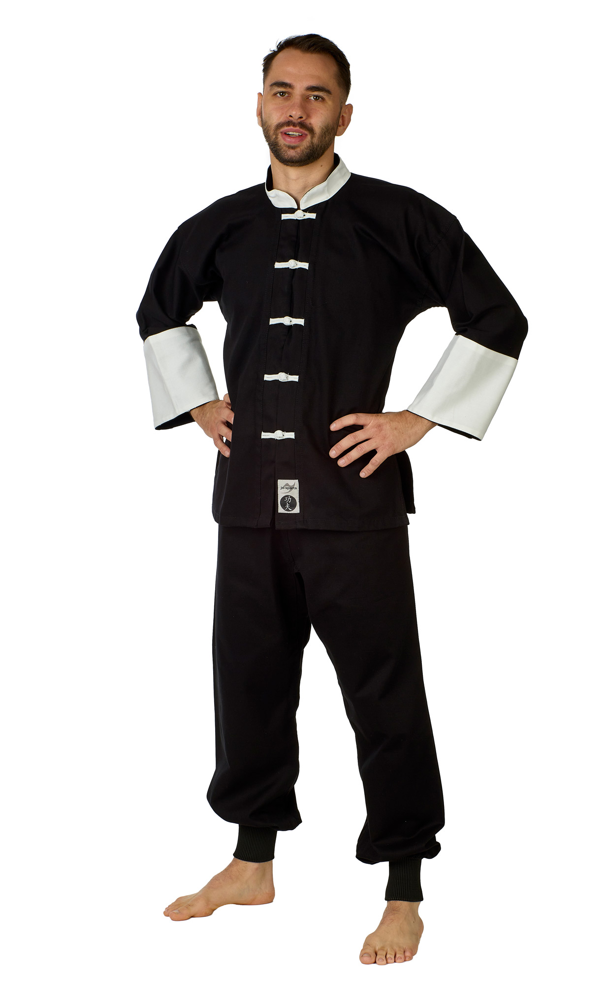 Kung Fu Anzug schwarz/weiß, Cotton