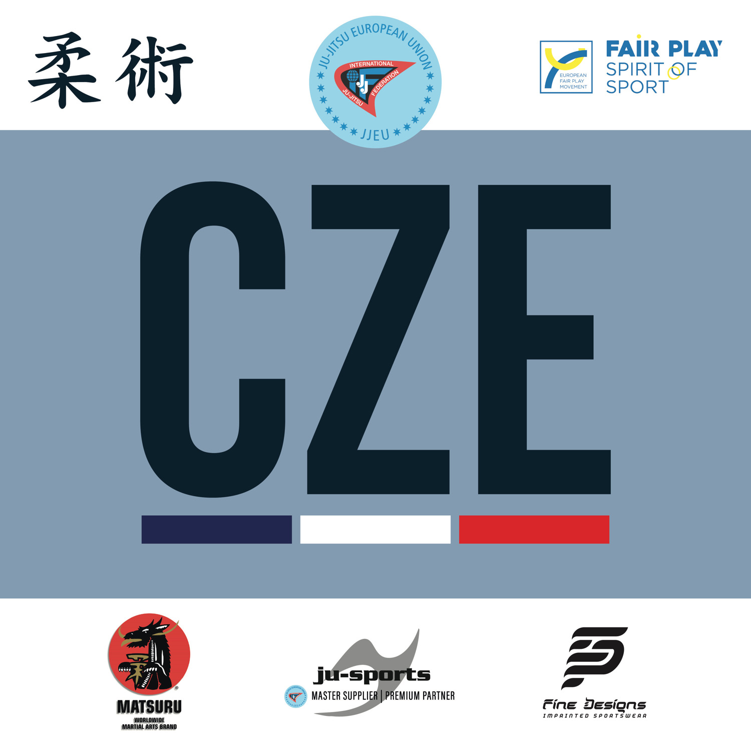 CZE, CZECH REPUBLIC flag, große Buchstaben CZE, grafische Plakat, Kampfkunst Abzeichen