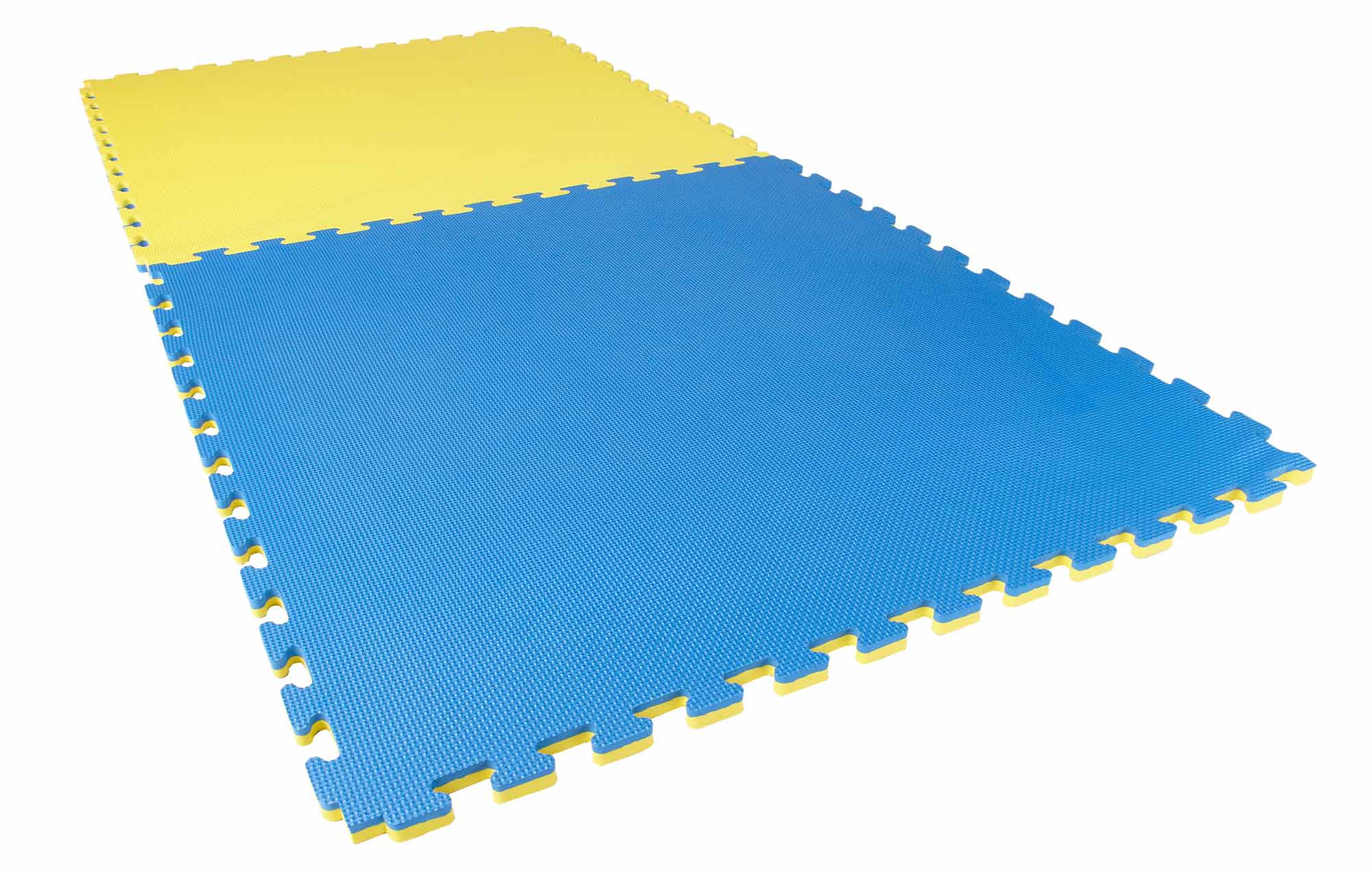 Puzzlematte Econo 2 cm Crosstexture blau/gelb Wendematte