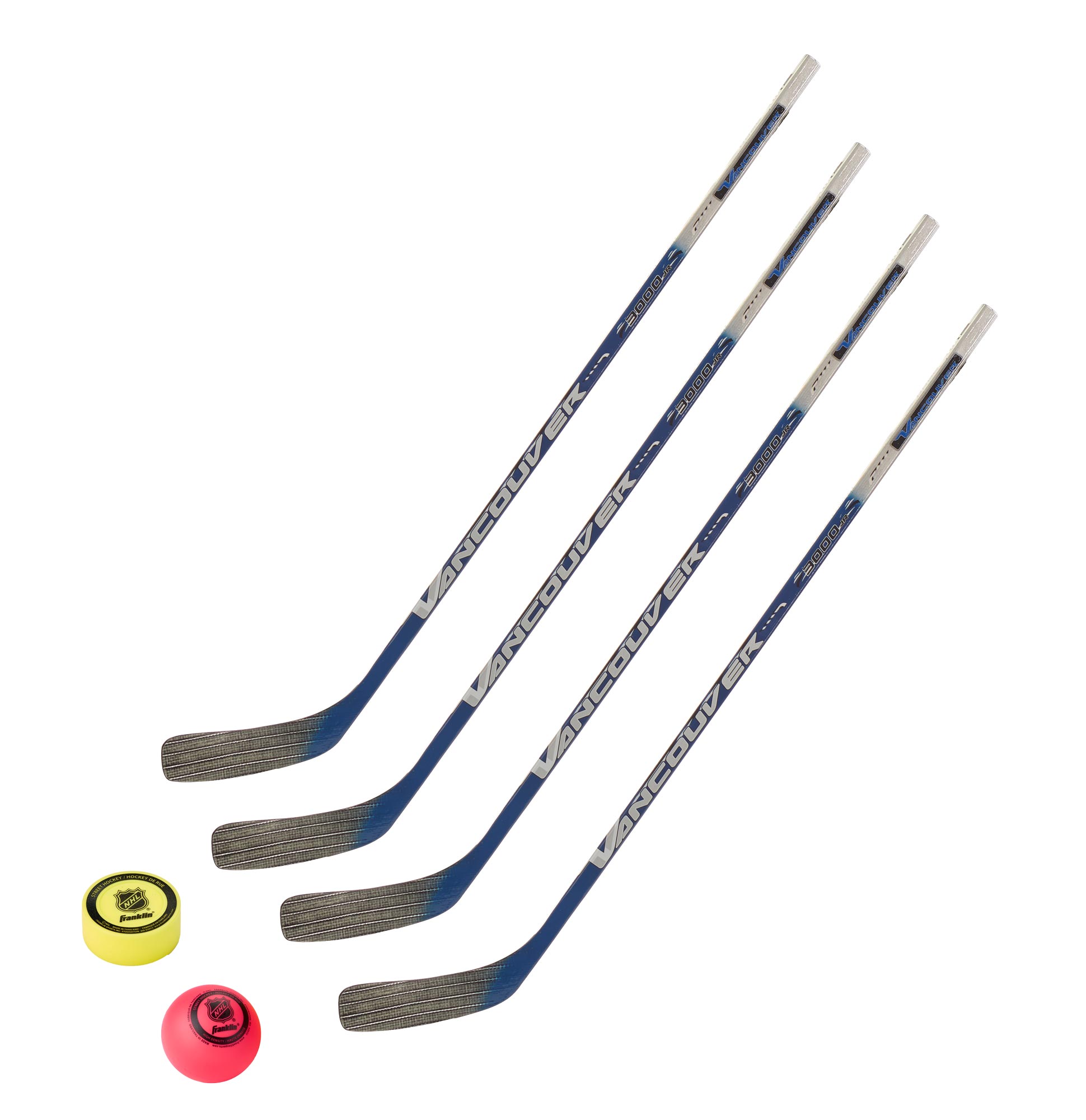 4 x Vancouver Streethockeyschläger ABS 3000 Junior + Ball & Puck