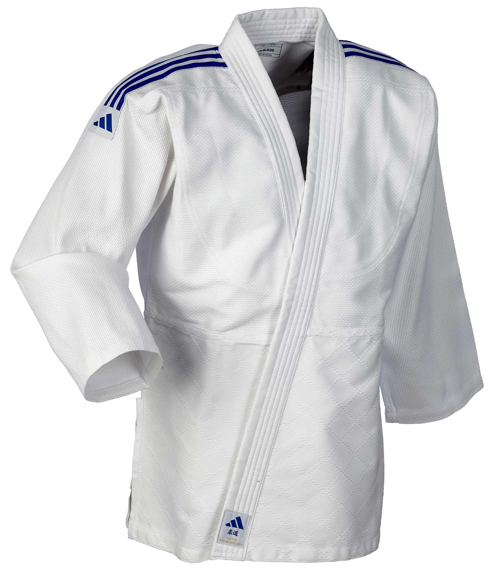 adidas Judo-Anzug Club weiß/blaue Streifen, J350