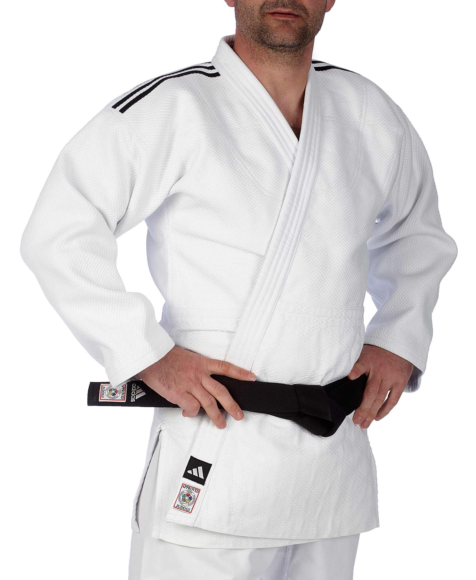 adidas Judojacke CHAMPION III IJF - Model 1 JIJFS-JAC weiß/schwarze Streifen