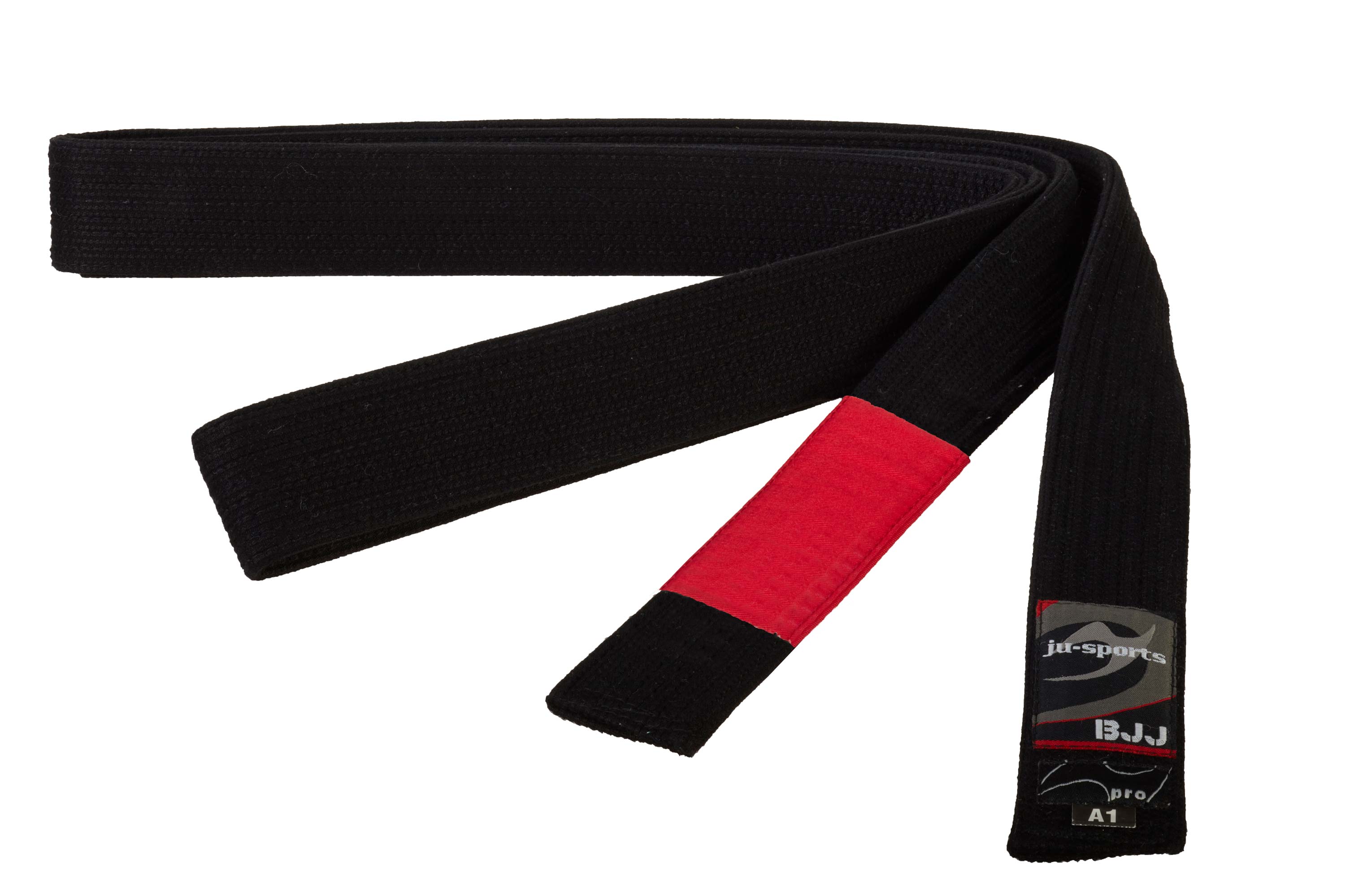 BJJ Premium Gürtel pearl black - Professor - red bar