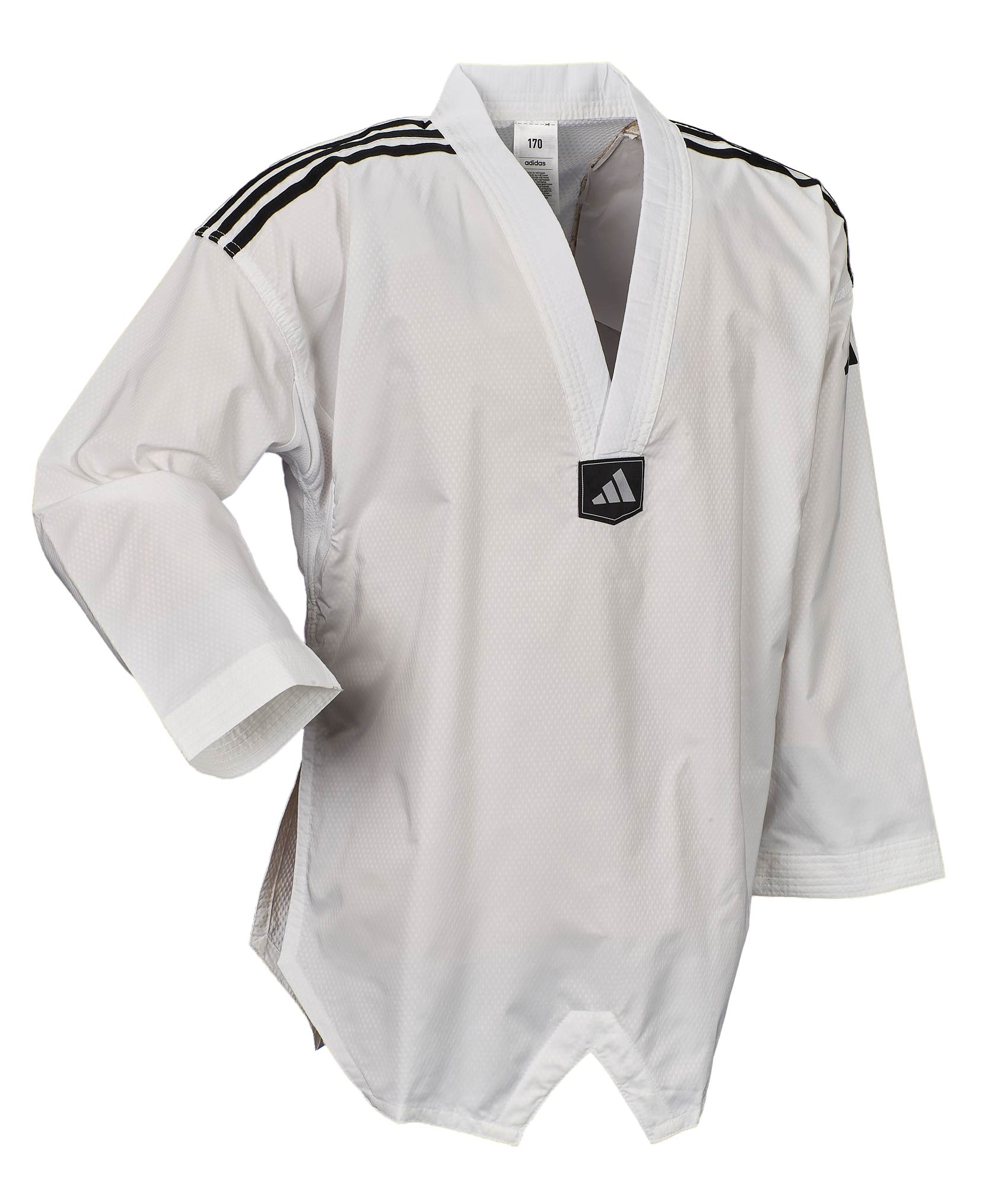 adidas Taekwondoanzug, adi Fighter Eco mit Streifen, weißes Revers