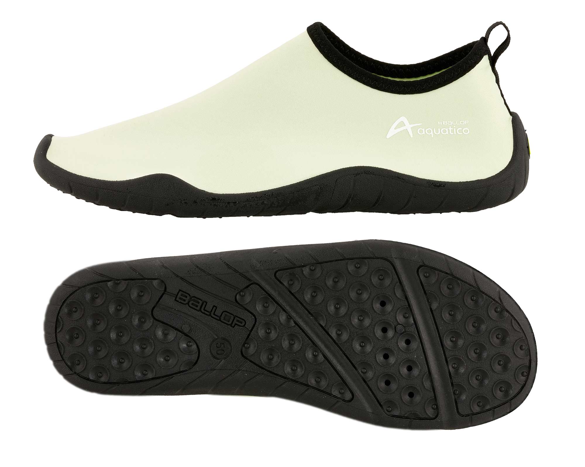 Schuh, Aquatische Slip-on, Neoncreme, Gummi-Sohle, Aquatico Slip-On