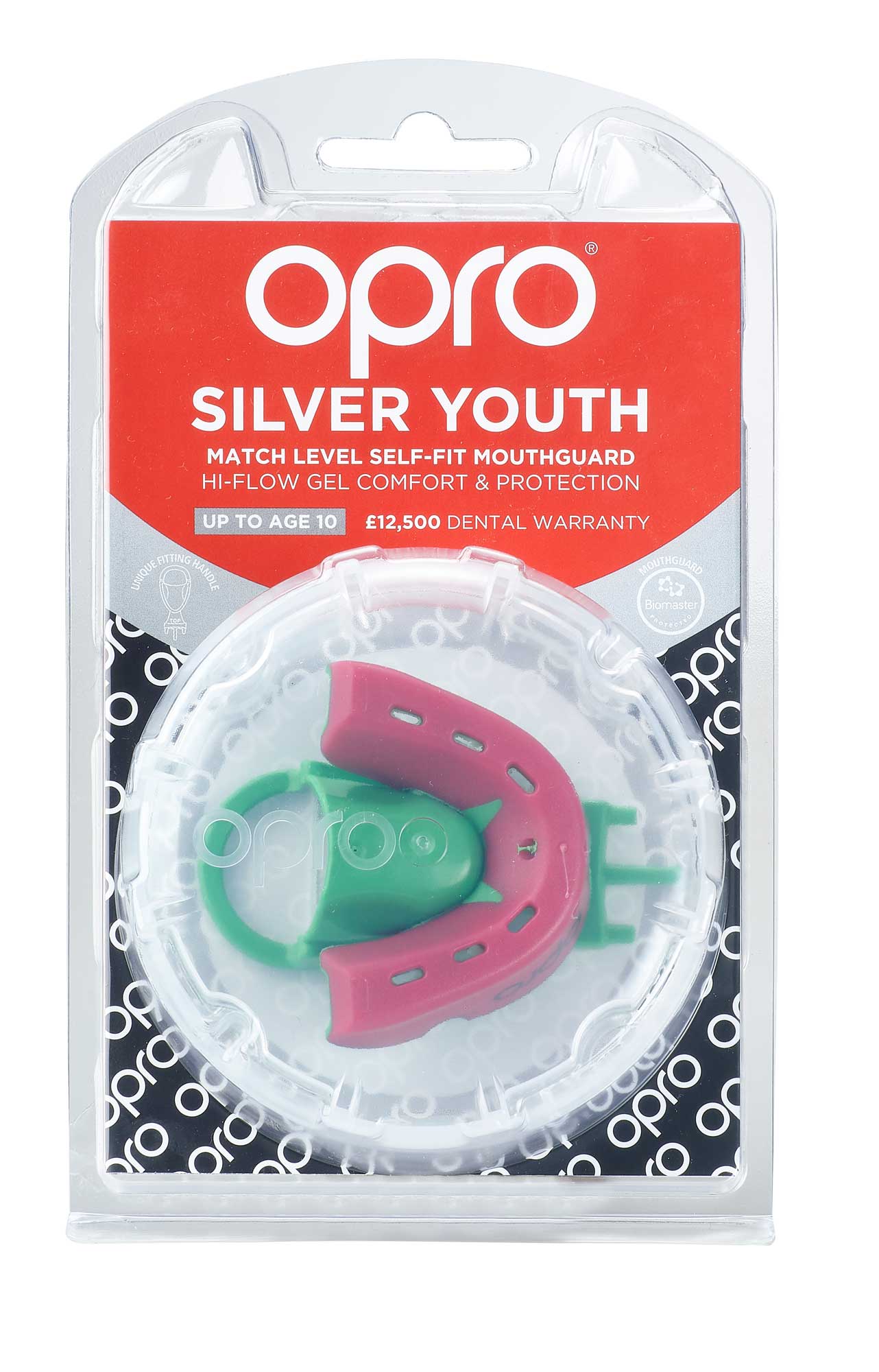 OPRO Zahnschutz Junior Silver - Pink/Fl. Green