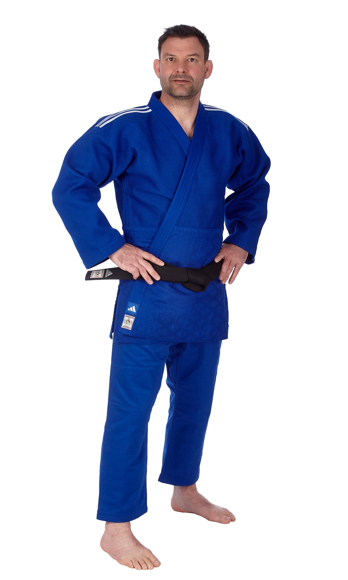 adidas Judoanzug CHAMPION III IJF - Model 2 JIJFB blau/weiße Streifen