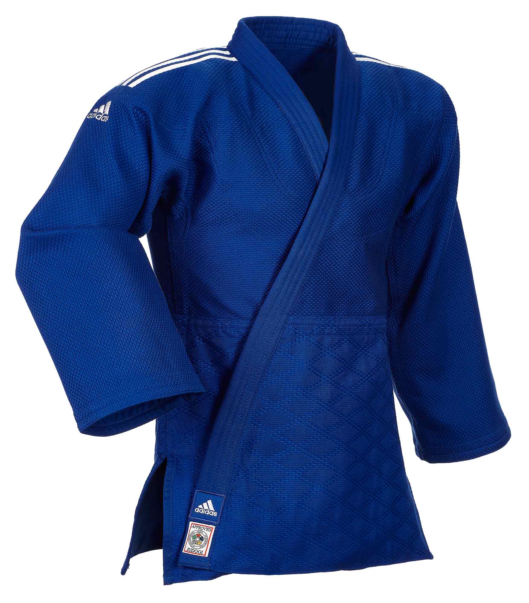 adidas Judoanzug CHAMPION II IJF, blau/weiße Streifen, JIJFB