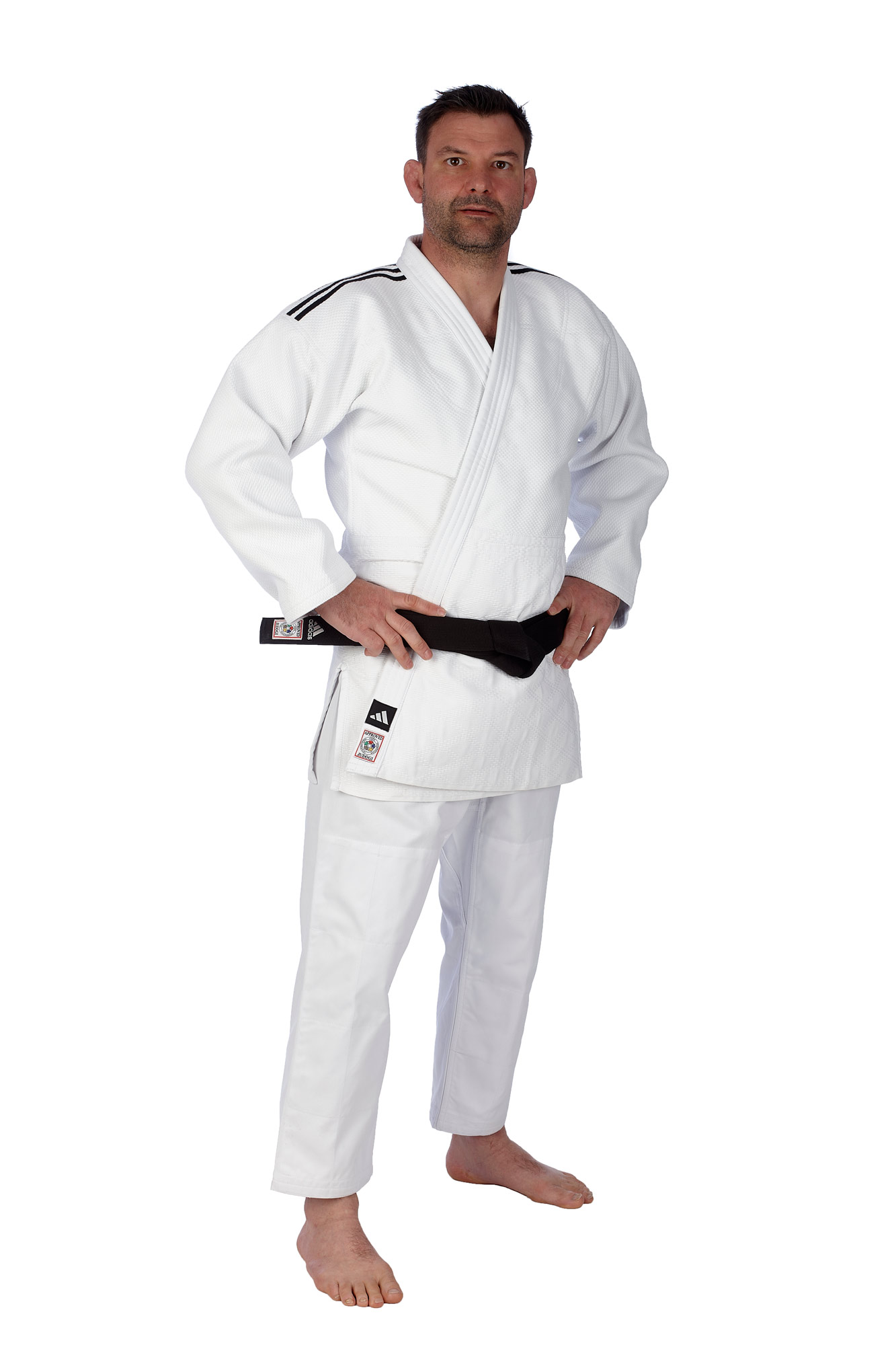 adidas Judoanzug CHAMPION III IJF - Model 1 weiß/schwarze Streifen JIJFS