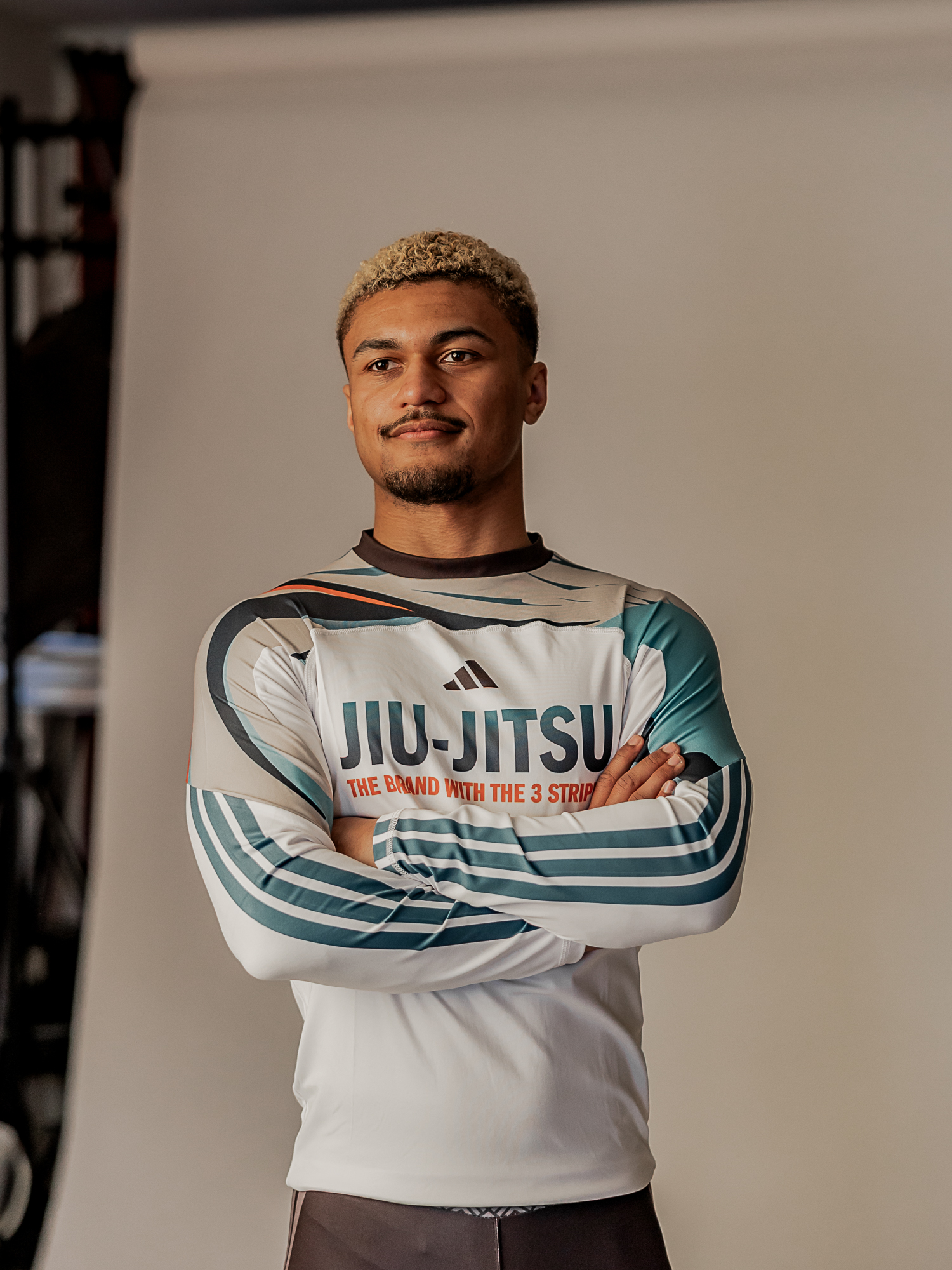 adidas Rashguard Longsleeve white/blue/orange Wave, BJJRGLS03W