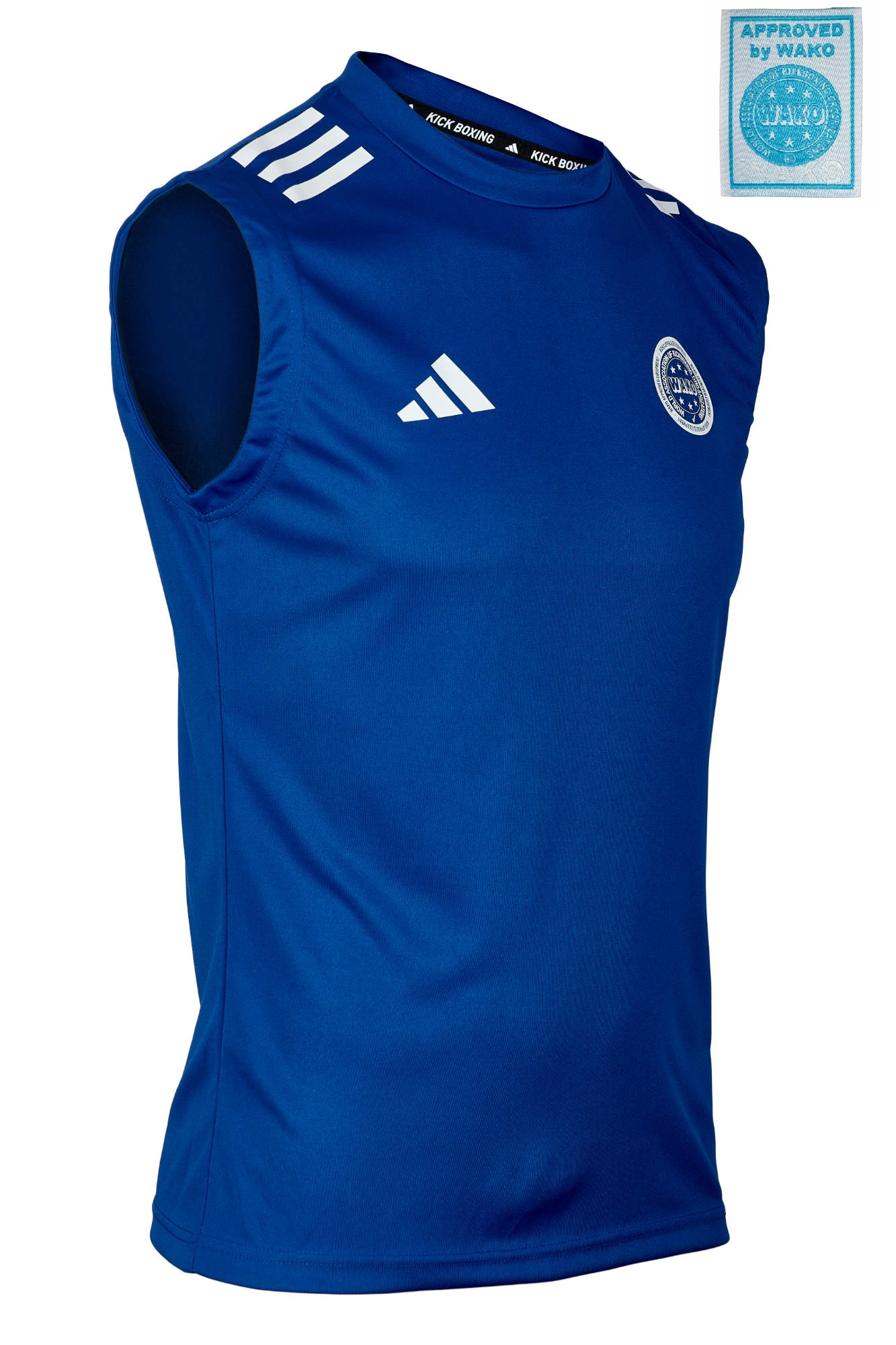 adidas Kickbox-Sleeveless Shirt Kick Light blau, WAKO adiWAKOST1