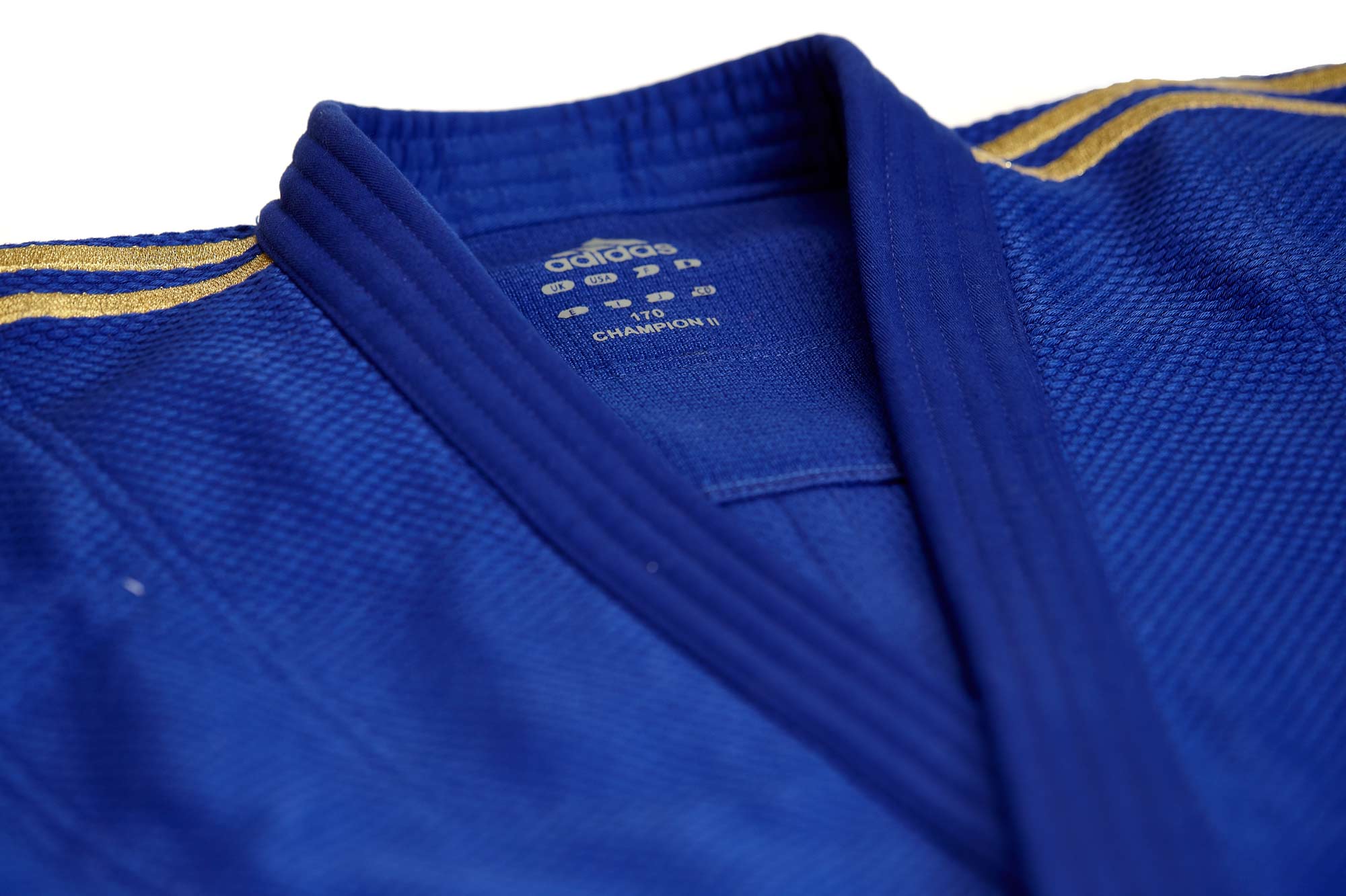 adidas Judoanzug CHAMPION II IJF, blau/goldene Streifen, JIJF