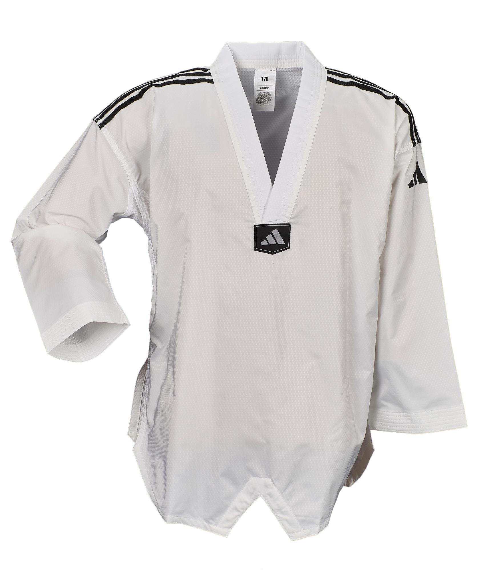 adidas Taekwondoanzug, adi Fighter Eco mit Streifen, weißes Revers