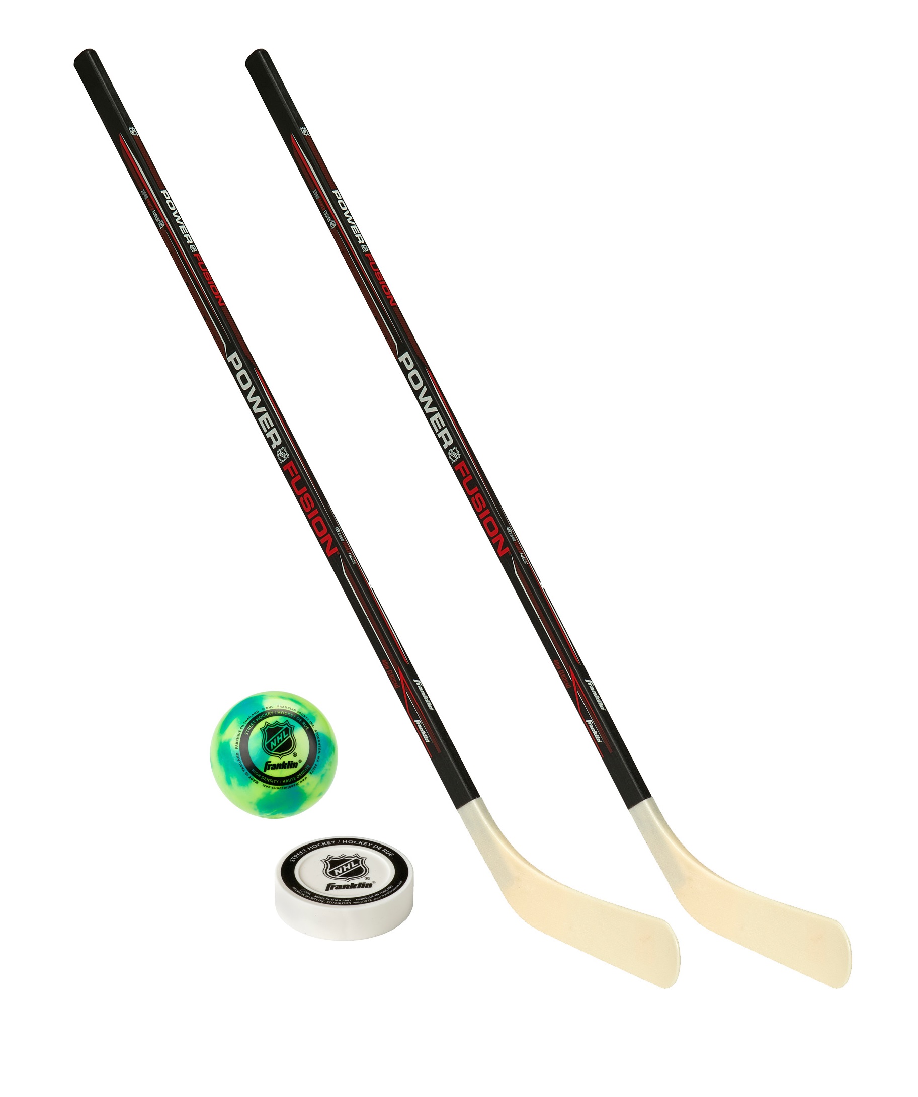 2 x Franklin Streethockeyschläger Kids (40") Fusion + Ball & Puck