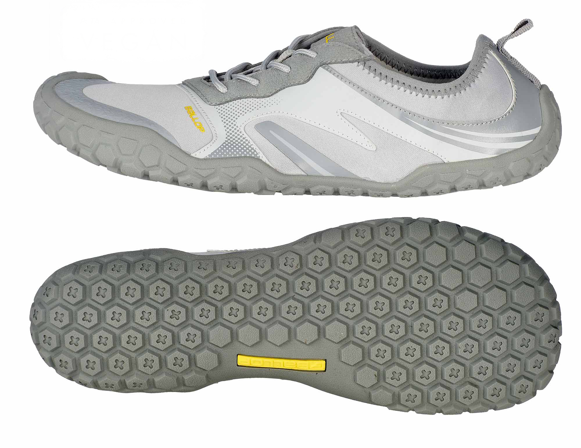 Trail-Schuhe, Graue Sneaker, Grob profilierte Sohle, Mesh-Obermaterial, Schnürschuh