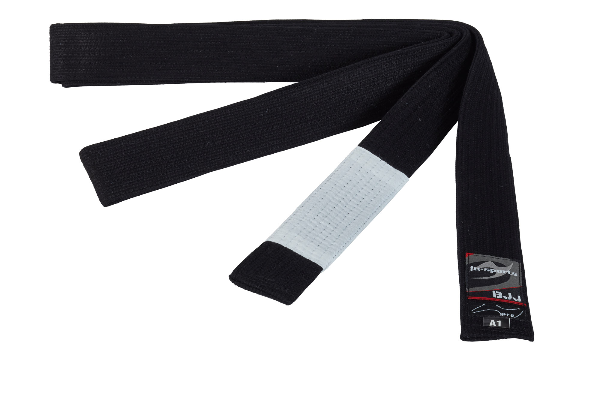 BJJ Premium Gürtel pearl black - Athlete - white bar