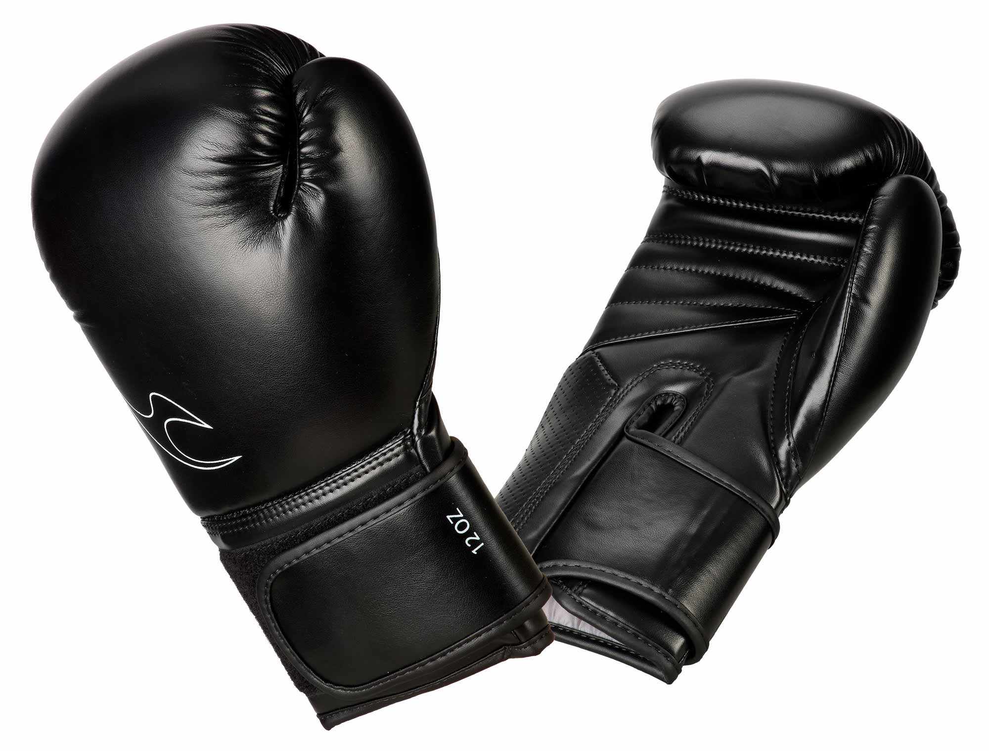 Boxhandschuhe, schwarz, Leder, gepolstertes Handgelenk, Sportzubehör