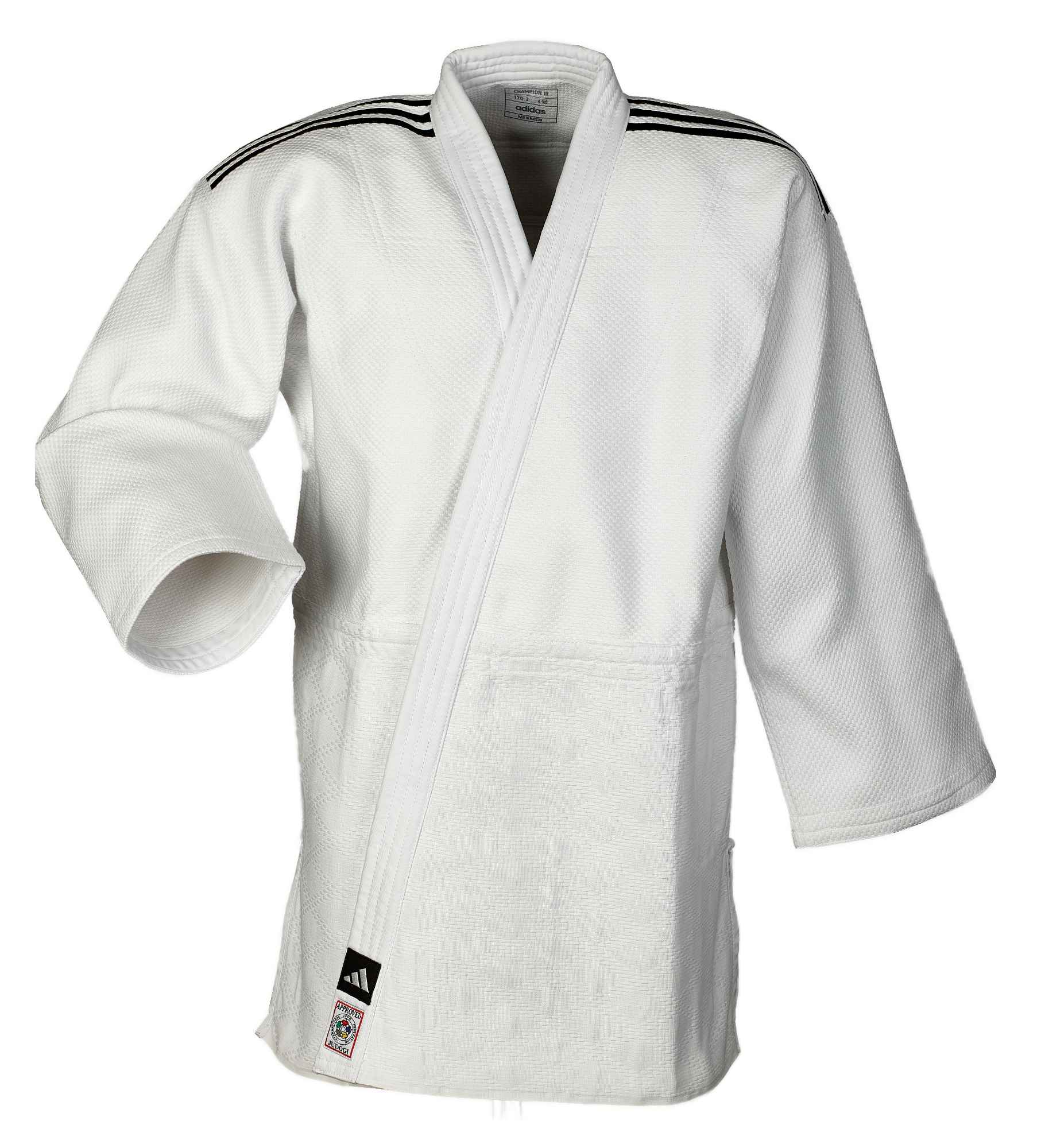 adidas Judoanzug CHAMPION III IJF - Model 1 weiß/schwarze Streifen JIJFS