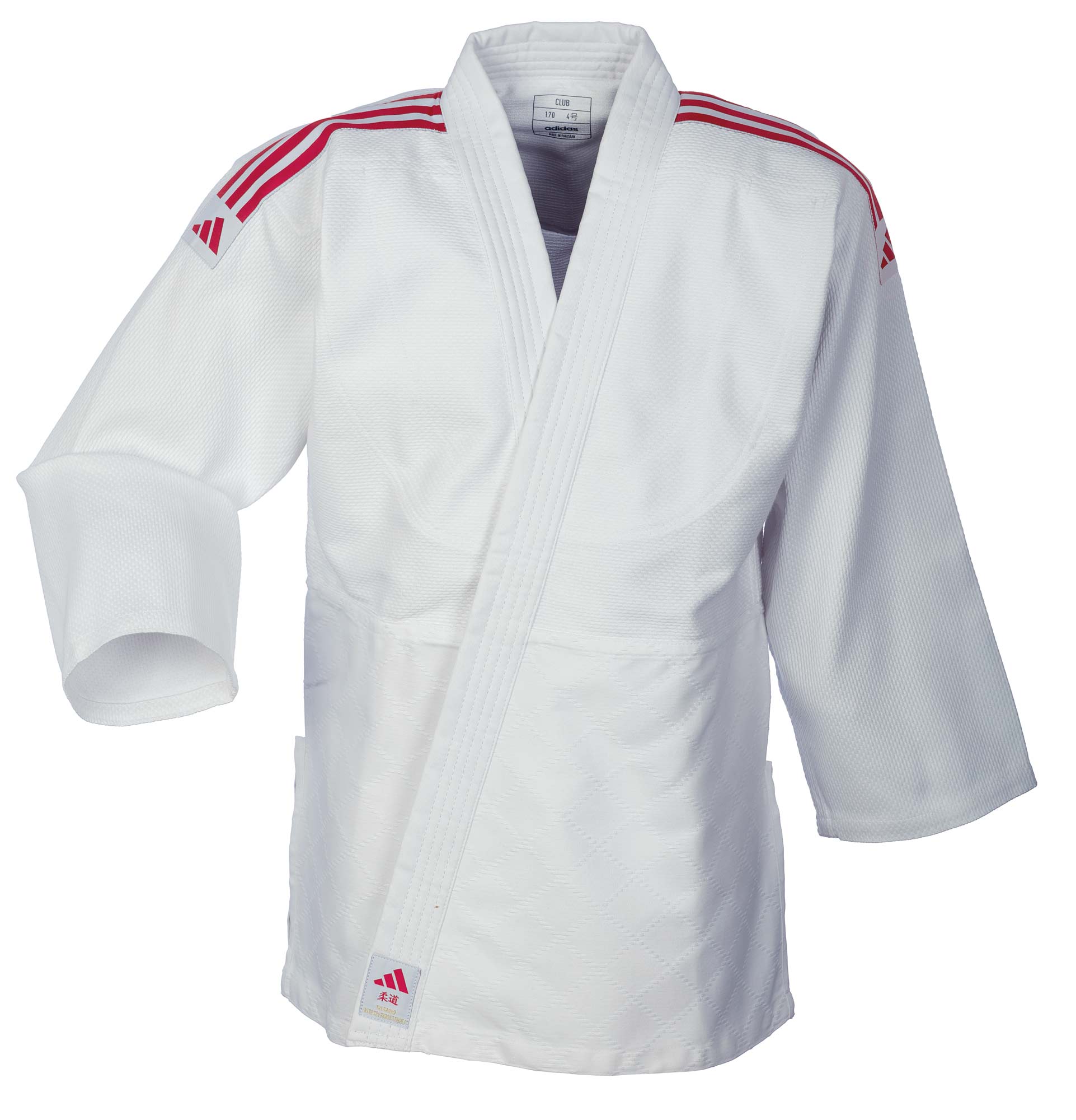 adidas Judo-Anzug Club weiß/rote Streifen, J350