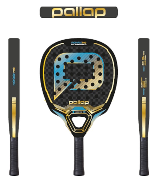 paddle, Padel-Schläger, Graphit, blau-gold, großer Griff