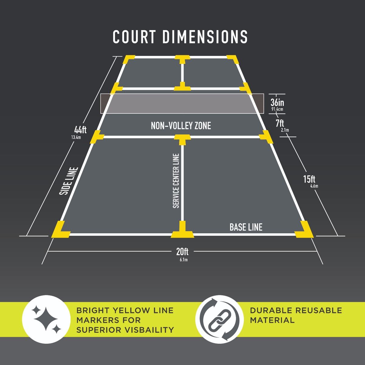 Franklin Pickleball Court Marker Gelb