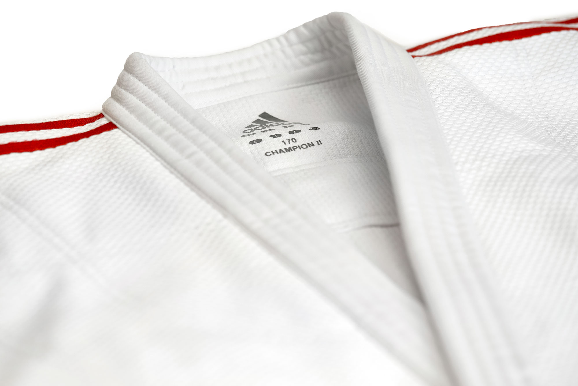 adidas Judoanzug CHAMPION II IJF, weiß/rote Streifen, JIJF